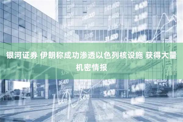 银河证券 伊朗称成功渗透以色列核设施 获得大量机密情报