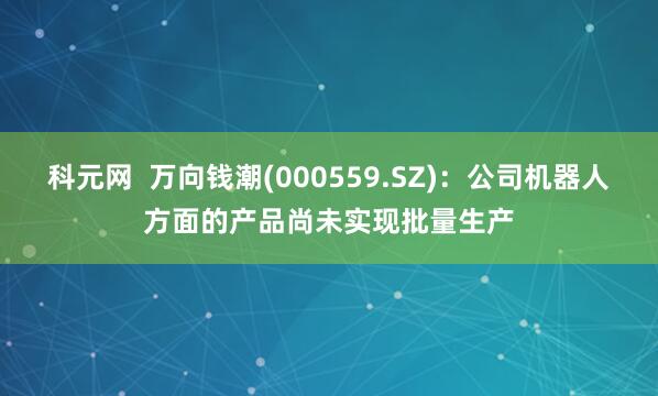 科元网  万向钱潮(000559.SZ)：公司机器人方面的产品尚未实现批量生产
